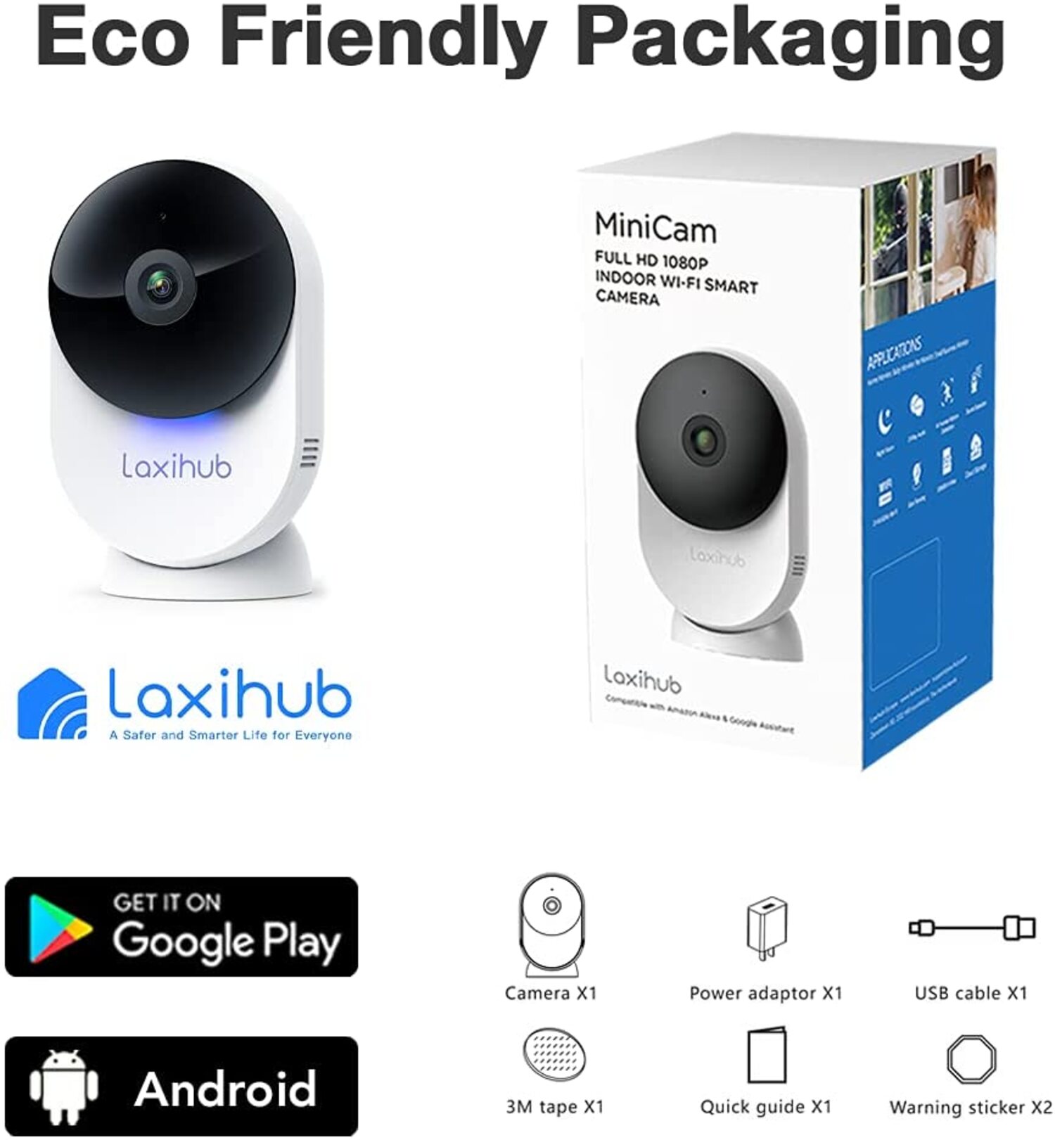 Laxihub 5G Indoor Baby Monitor Wi-Fi Mini Camera 1080P