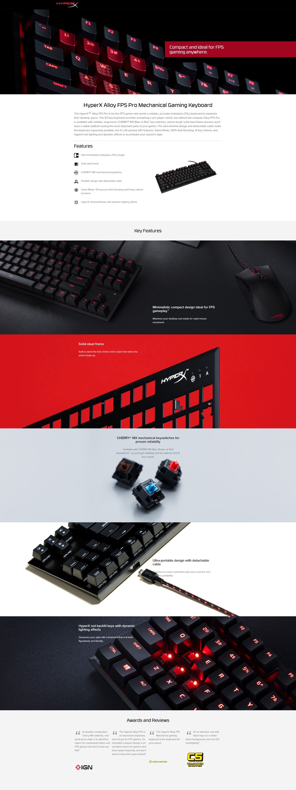 Kingston HyperX Alloy FPS Pro Mechanical Gaming Keyboard Cherry MX ...