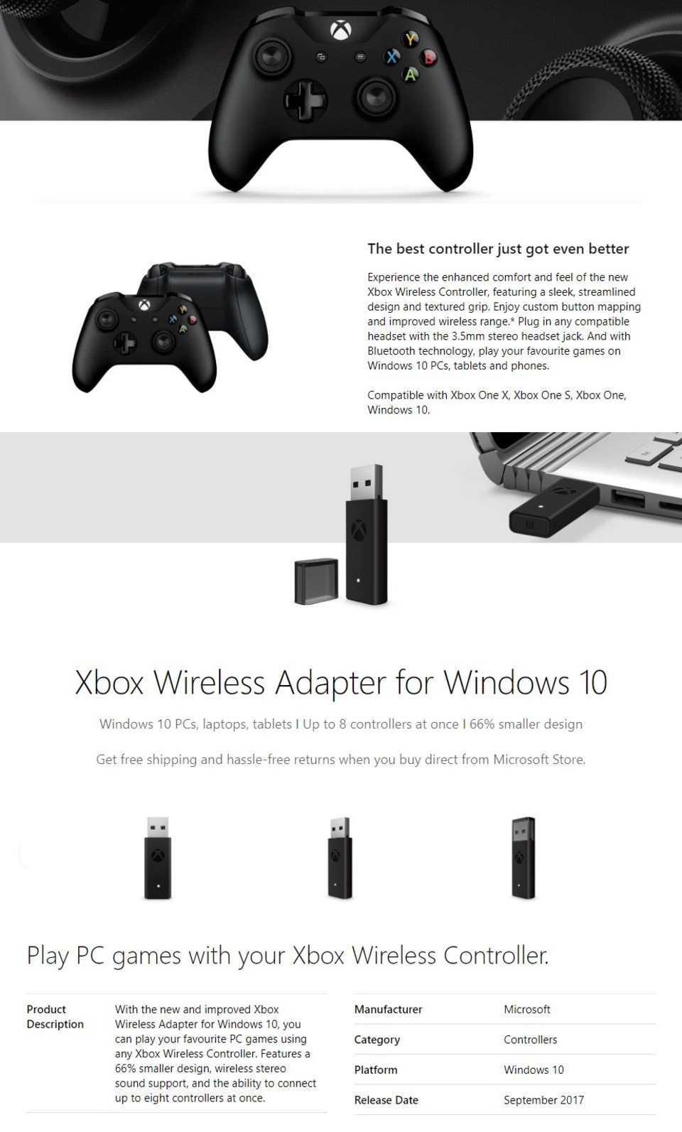 microsoft xbox wireless adapter for windows 10 stores