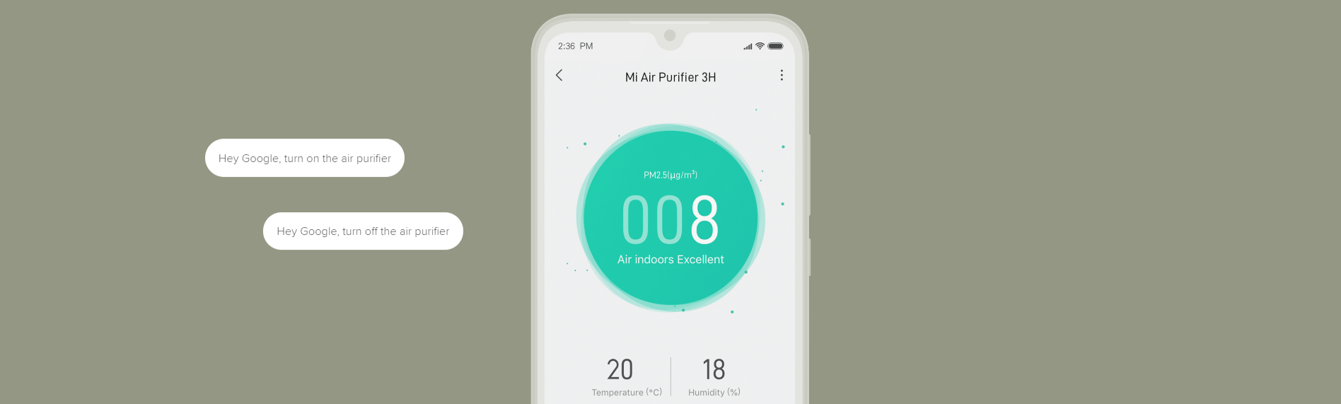 Mi Air Purifier 3H, 3-Layer Integrated 360° cylindrical HEPA filter Removes  99.97% of Pollutants, Delivers 6330 liters of purified air per minute, APP